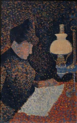 Femme sous la lampe