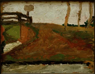 Paysage de lande marécageuse avec pont