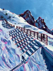 Piste de ski de montagne en hiver