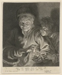 Vieille femme et garçon avec une bougie