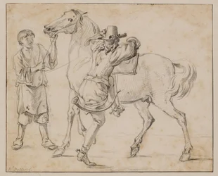 Un homme monte son cheval
