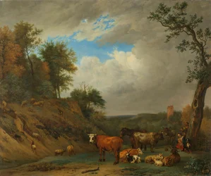 Les bergers avec leur bétail