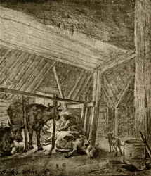 La vache vêlant