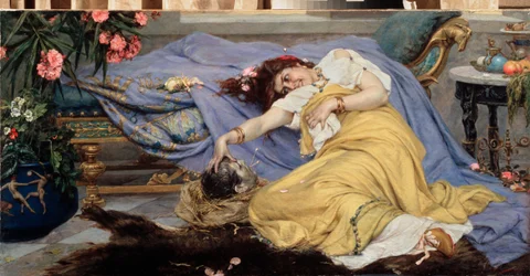 Fulvia (Fulvie Flacca Bambula, 77-40 av. J.-C.) avec la tête de Cicéron (Marcus Tullius Cicero)