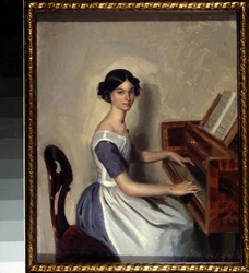 Portrait de Nadezhda Zhdanovich au clavecin
