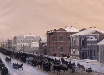Tomsk, rue Magistratskaya pendant le carnaval russe en 1897, 1897