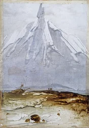 Paysage côtier avec épave