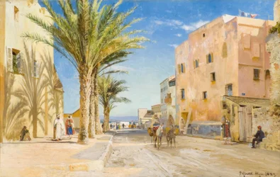 Alger, après-midi à Alger / Peinture de P. Mønsted