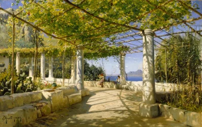 Pergola à Capri avec vue sur le Vésuve