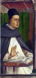Saint Albert le Grand (1205-1280) (Albertus Magnus, Albrecht von Bollstädt, Albert de Cologne), dimensions : 116x53, vers 1473-1475, Galerie nationale des Marches, Urbino