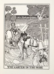 Le Charretier dans la boue, des Fables de Fontaine, pub. 1905