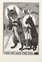 Le Chat et le Renard, des Fables de Fontaine, pub. 1905