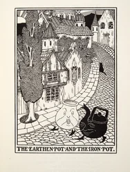 Le Pot de terre et le Pot de fer, des Fables de Fontaine, pub. 1905