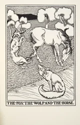 Le Renard, le Loup et le Cheval, des Fables de Fontaine, pub. 1905