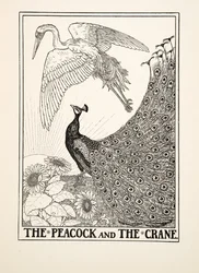Le paon et la grue, extrait de Cent fables d