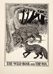 Le sanglier et le renard, tiré de Cent fables d