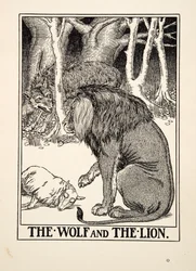 Le loup et le lion, de Cent fables d
