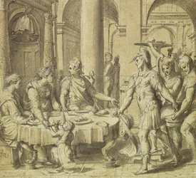 Le Banquet de Didon et Énée, modèle pour une tapisserie de la série Histoire d