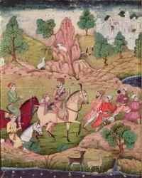Chasse au faucon, dynastie safavide (1502-1736)