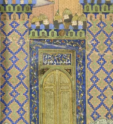 (détail) Isfandiyâr tue Arjâsp dans la Forteresse de Bronze, illustration du Shahnama (Livre des Rois)