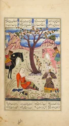 Rustam pleurant la mort de Suhrab, illustration du 