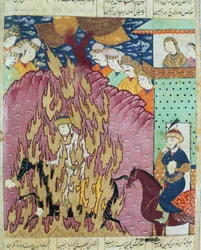 Le procès de Siavash par le feu, illustration du Shahnama (Livre des Rois) par Abul-Qasim Manur Firdawsi (c.934-c.1020) 1619