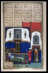 Tahmina entrant dans la chambre de Rustam, illustration du Shahnama (Livre des Rois), par Abul-Qasim Manur Firdawsi (c.934-c.1020) c.1440-45