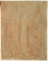 Deux figures masculines drapées debout