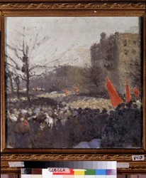 Manifestation revolutionnaire en fevrier 1917