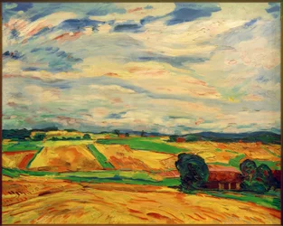 Paysage avec champs de récolte