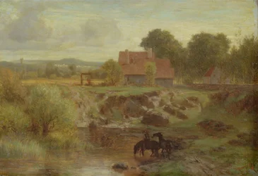 Chevaux traversant une rivière en Île-de-France, 1855