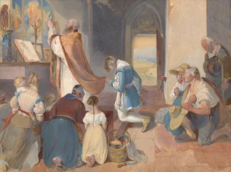 Fridolin assiste à la Sainte Messe