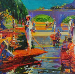Boaters, Cambridge (huile sur toile)