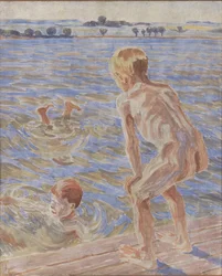 Garçons se baignant. Fjord de Fåborg