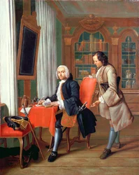 Deux messieurs dans une bibliothèque