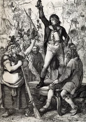 Déclenchement de la Révolution française en 1789 : le peuple rassemblé est exhorté à choisir la couleur d