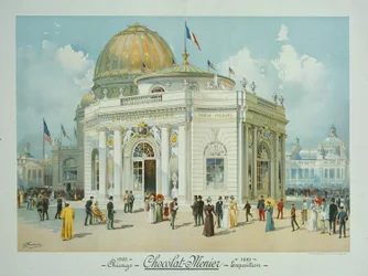 Pavillon Chocolate-Menier, Exposition universelle de Chicago, Illinois, vue en perspective, 1893
