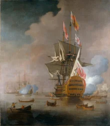 Une fête royale approchant un navire amiral de la flotte rouge