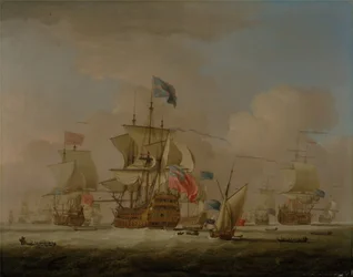 Navires de guerre britanniques et une goélette