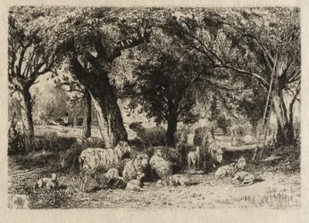 (Moutons dans un verger)