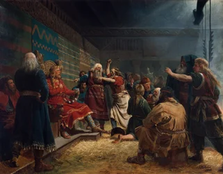 Haakon le Bon et les fermiers au sacrifice de cage