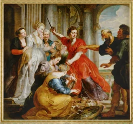 Achille découvert par Ulysse parmi les filles de Lykomedes à Skyros (peinture sur toile)