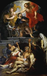 Christ nommant Saint Roch patron des victimes de la peste