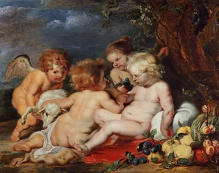 Le Christ avec le jeune saint Jean et des anges