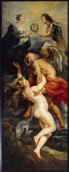 Cycle de Médicis : Le Triomphe de la Vérité Roi Louis XIII et Reine Marie de Médicis représentés au sommet des allégories du Temps et de la Vérité