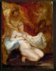 Jupiter et Danaé (peinture sur bois)
