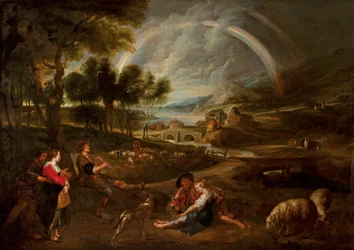 Paysage avec arc-en-ciel