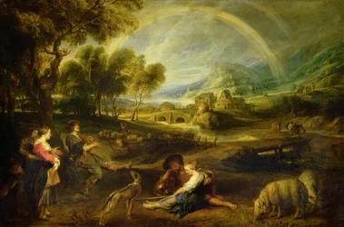Paysage avec un arc-en-ciel
