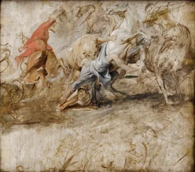 Chasse au lion ; verso : Mariage par procuration (esquisse pour le cycle Médicis)
