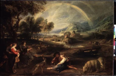 Paysage avec un arc-en-ciel